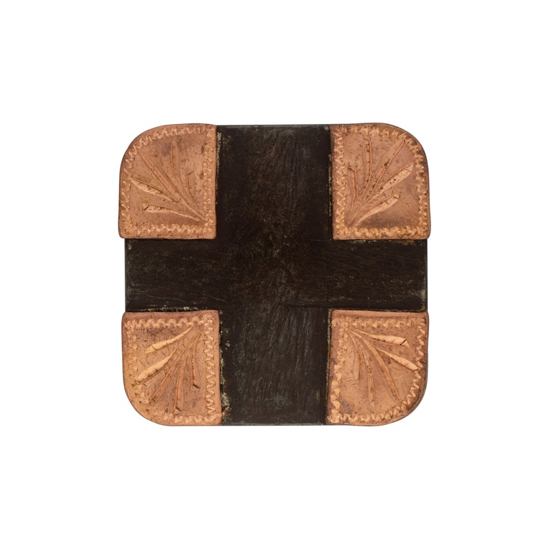 #1882 Square Concho Buffed Brown Steel, 1-1/4″