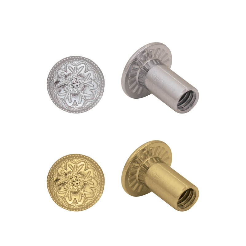 #D5041 Chicago Screws, Floral, Post Only Nickel Brass 1/4″