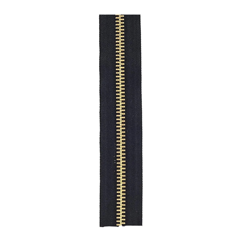 #10 Black, YKK Metal Chain Zipper Tape with Brass Teeth, #10M-BLK-B