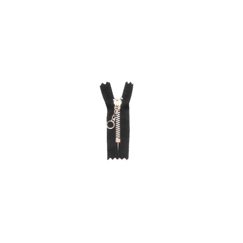 #3 Metal, Black, 10″ YKK Closed End Handbag Zipper with Brass Teeth, #451-10-BLK-BRS