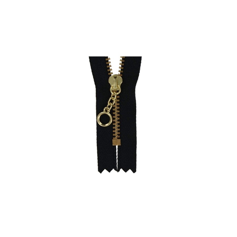 #3 Metal, Black 12″ YKK Closed End Handbag Zipper with Brass Teeth, #451-12-BLK
