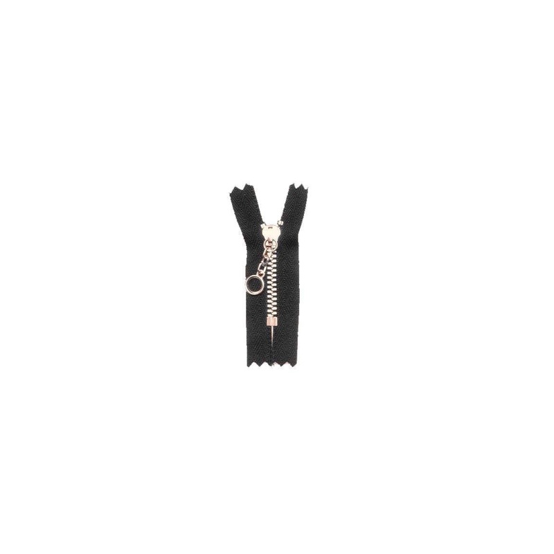 #3 Metal, Black, 6″ YKK Closed End Handbag Zipper with Brass Teeth, #451-6-BLK-BRS