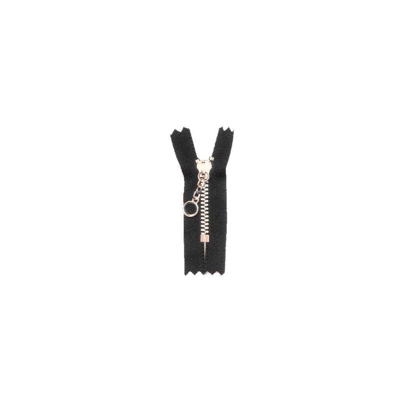 #3 Metal, Black, 7″ YKK Closed End Handbag Zipper with Brass Teeth, #451-7-BLK-BRS