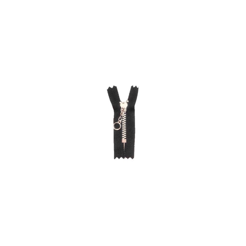 #3 Metal, Black, 8″ YKK Closed End Handbag Zipper with Brass Teeth, #451-8-BLK-BRS