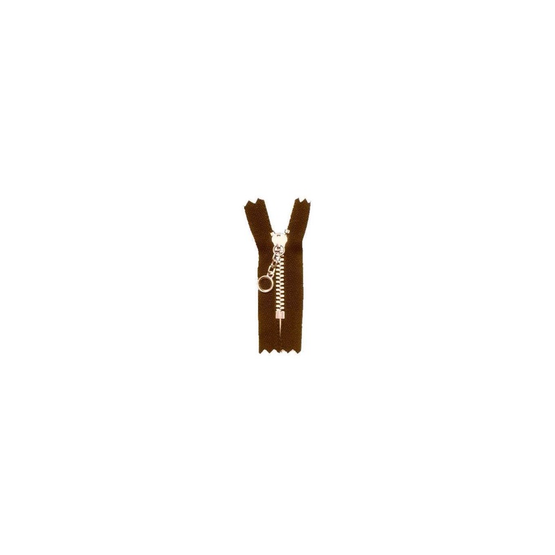 #3 Metal, Brown 12″ YKK Closed End Handbag Zipper with Brass Teeth, #451-12-BRO