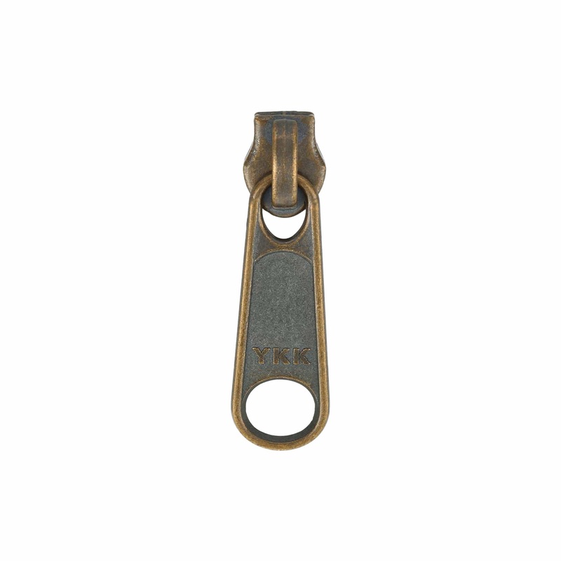 #4.5 Antique Brass, Coil, YKK Long Tab Semi-Swivel Slider, Zinc Alloy, #4.5C-1-ANTB