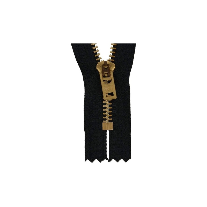 #5 Metal, Black, 9″ YKK Closed End Jean Zipper with Brass Teeth, #590-9-BLK