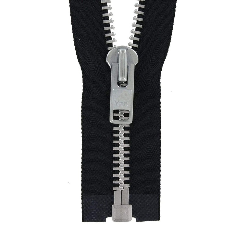 #10 Metal, Black, 20″ YKK Separating Jacket Zipper with Aluminum Teeth, #9JK-20-BLK-N