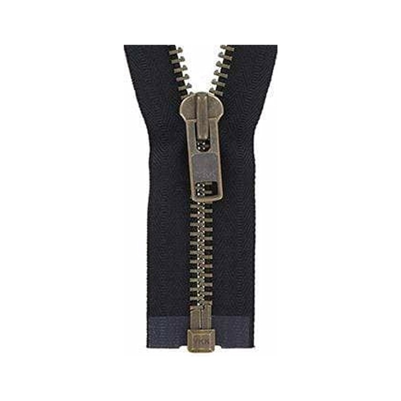 #10 Metal, Black, 36″ Separating Bomber Jacket Zipper with Antique Brass Teeth, #9BJ-36-BLK-ANT
