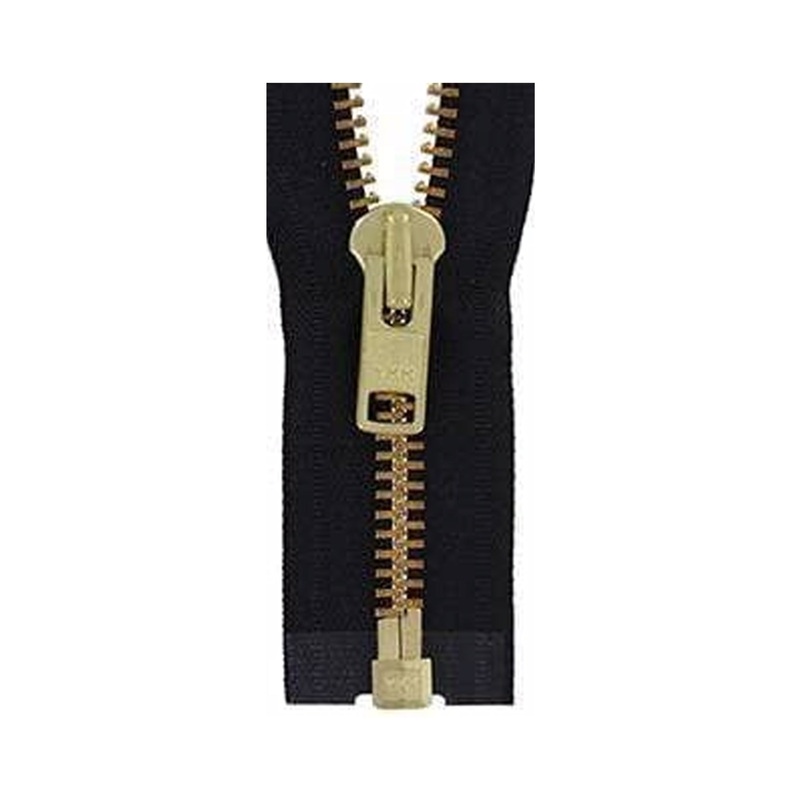#10 Metal, Black, 36″ YKK Separating Jacket Zipper with Brass Teeth, #9JK-36-BLK-B