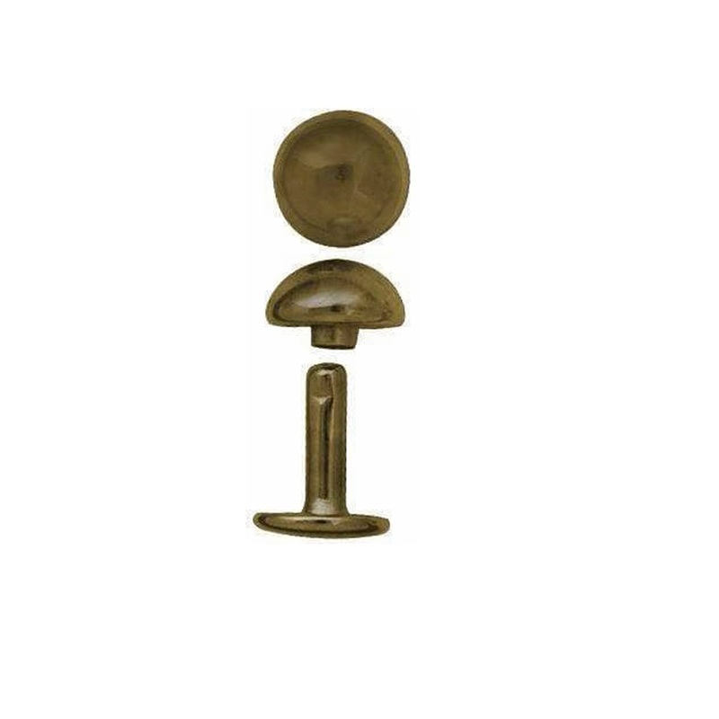 11 mm Antique Brass, Double Caop Domed Rivet, Steel – 12 pk, #A-411-ANTB