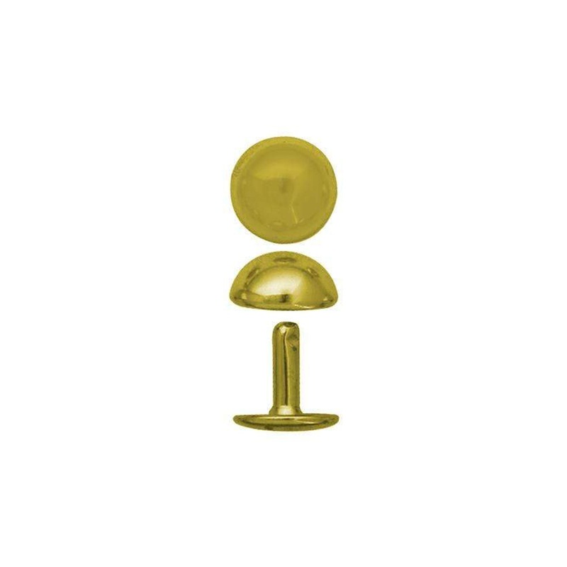 14mm Gold, Double Cap Domed Rivet, Steel – 12pk, #A-414-GP