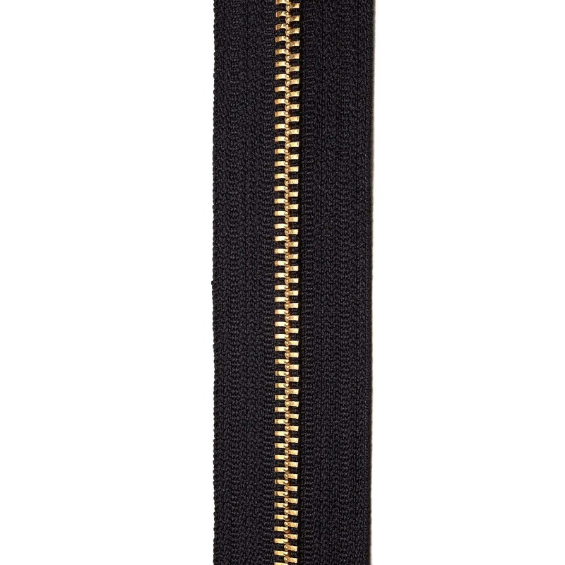 #5 Black, YKK Metal Chain Zipper Tape with Brass Teeth, #5M-BLK-B