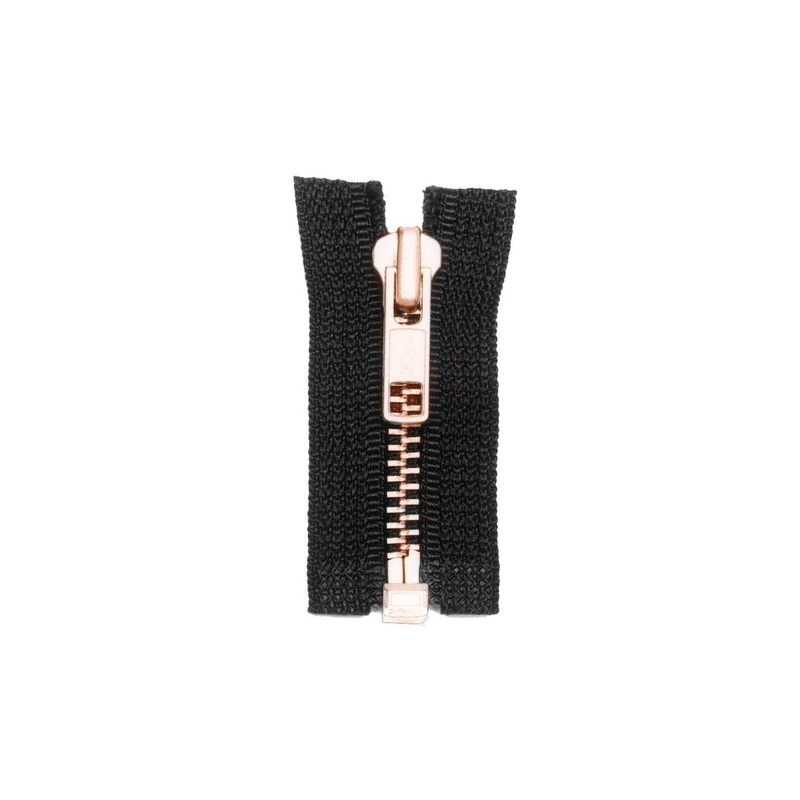 #5 Metal, Black, 22″ YKK Separating Jacket Zipper with Brass Teeth, #6JK-22-BLK