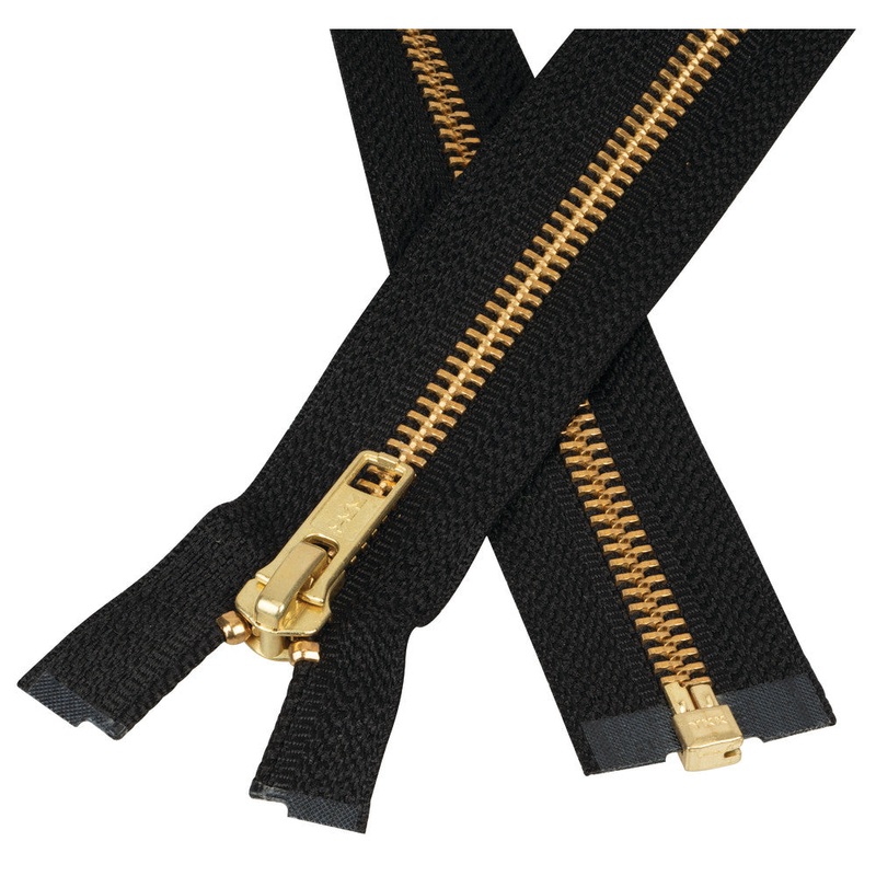 #5 Metal, Black, 24″ YKK Separating Jacket Zipper with Brass Teeth, #6JK-24-BLK
