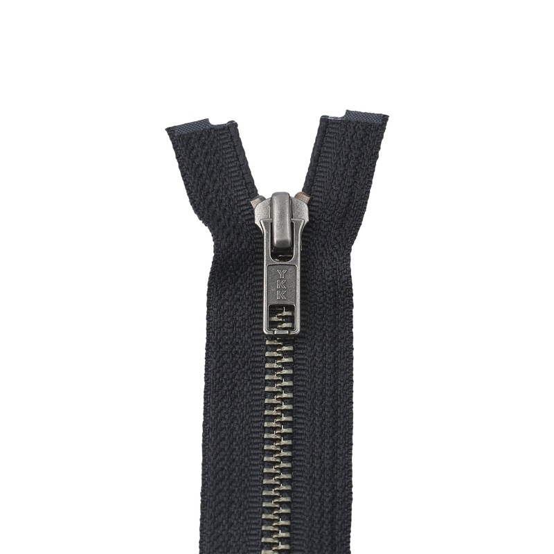 #5 Metal, Black, 30″ YKK Separating Jacket Zipper with Antique Nickel Teeth, #6JK-30-BLK-ANTN