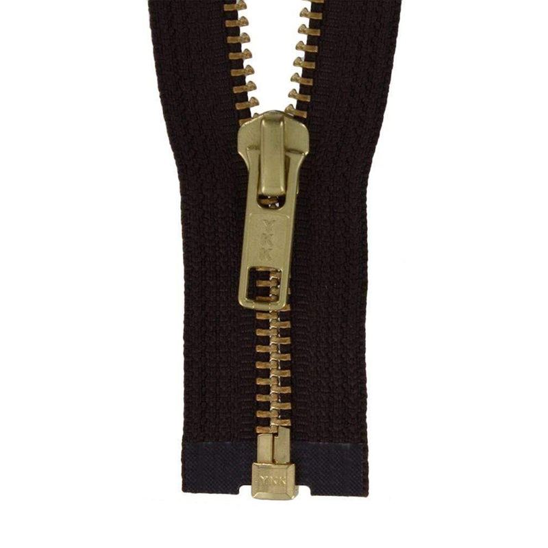 #5 Metal, Brown, 20″ YKK Separating Jacket Zipper with Brass Teeth, #6JK-20-BRO
