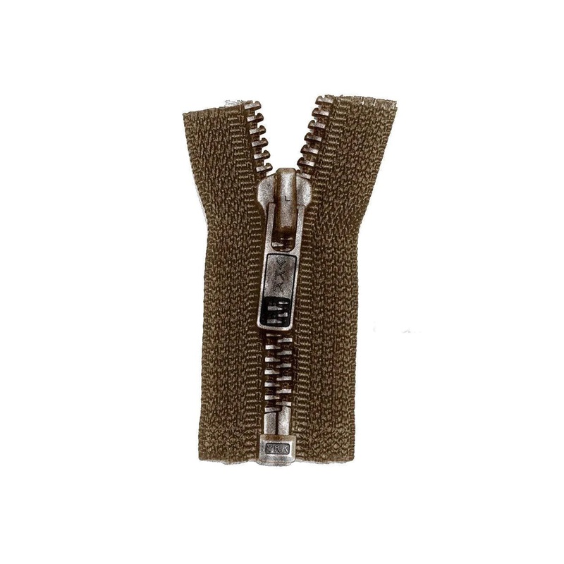 #5 Metal, Brown, 24″ YKK Separating Bomber Jacket Zipper with Antique Brass Teeth, #6BJ-24-BRO-ANT