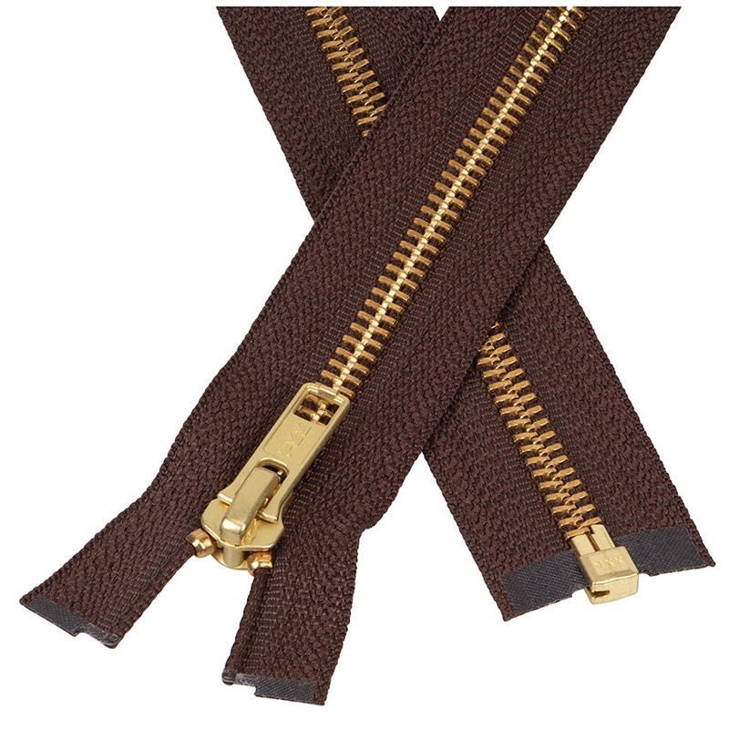 #5 Metal, Brown, 24″ YKK Separating Jacket Zipper with Brass Teeth, #6JK-24-BRO