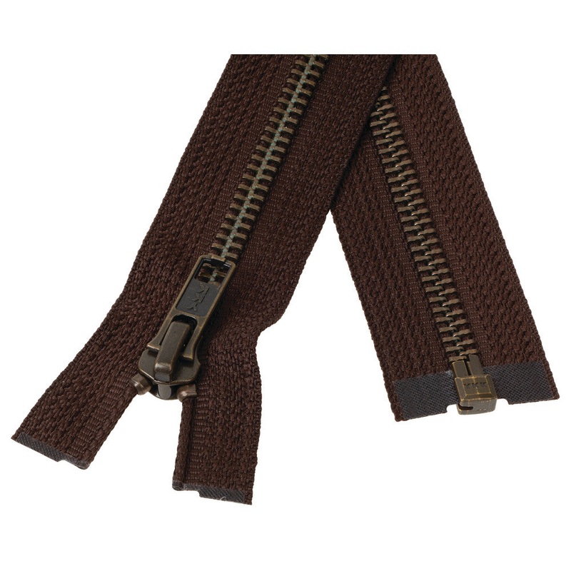 #5 Metal, Brown, 30″ YKK Separating Bomber Jacket Zipper with Antique Brass Teeth, #6BJ-30-BRO-ANT