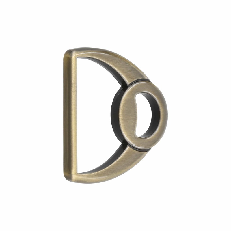 1 1/2″ Antique Brass, Double Loop D-Ring, Zinc Alloy, #P-3038-ANTB