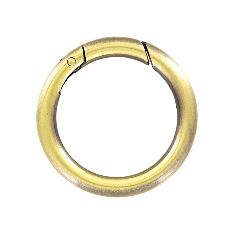 1 1/2″ Antique Brass, Spring Gate Round Ring, Zinc Alloy, #P-2526-ANTB