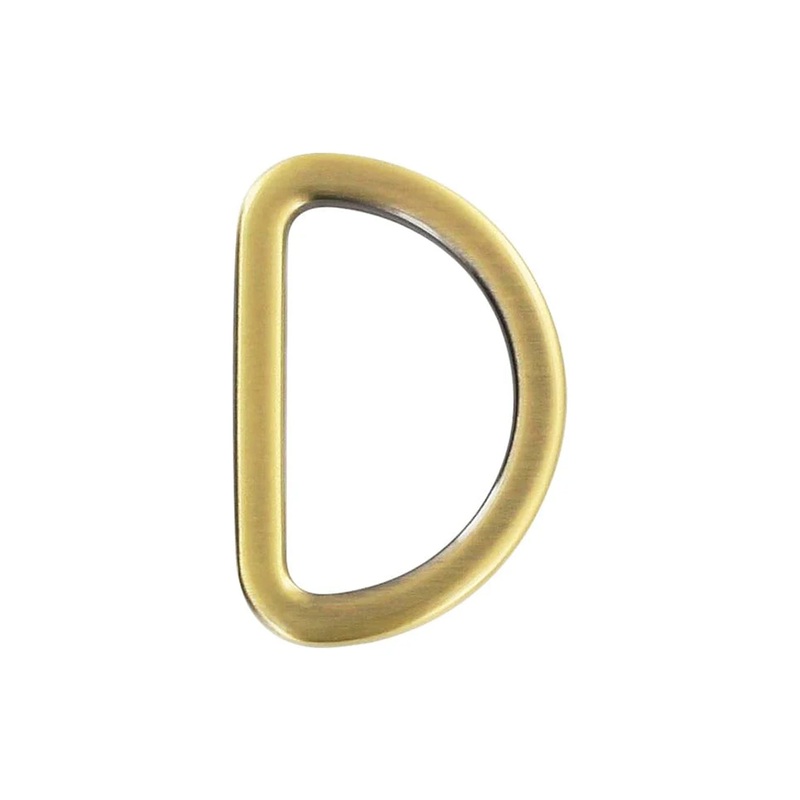 1″ Antique Brass, Flat Cast D Ring, Zinc Alloy-PK5, #P-2561-ANTB