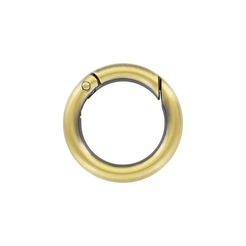 1″ Antique Brass, Spring Gate Round Ring, Zinc Alloy, #P-2514-ANTB