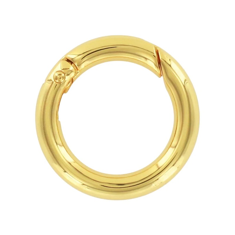 1″ Shiny Gold, Spring Gate Round Ring, Zinc Alloy, #P-2514-GOLD