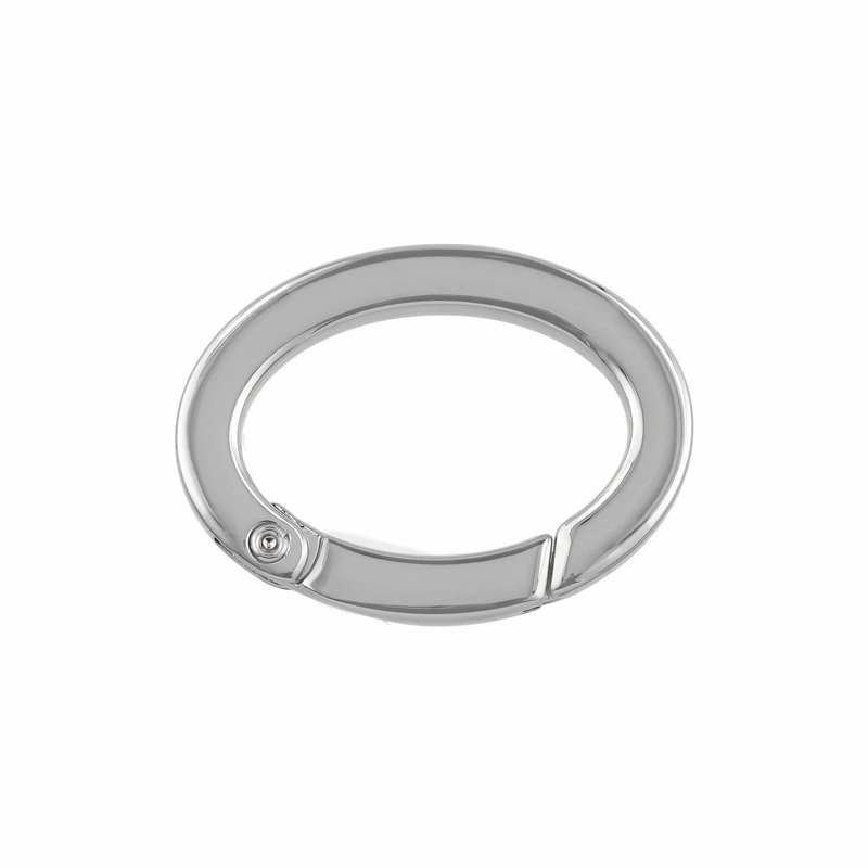 1″ Shiny Nickel, Spring Gate Oval Ring, Zinc Alloy, #P-2785-NIC