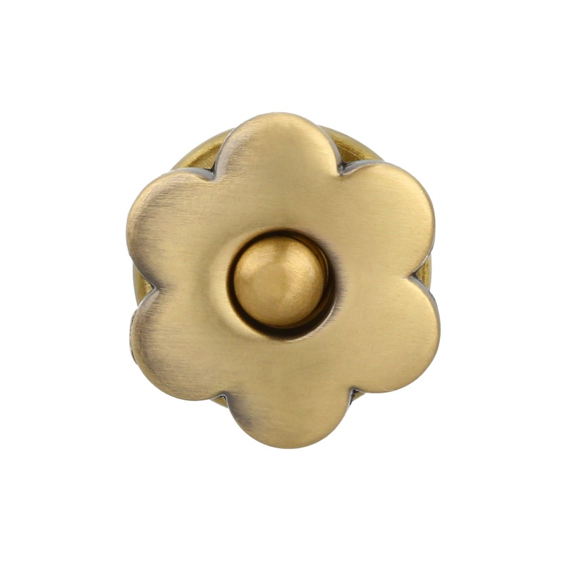 15mm Antique Brass, Flower Magnetic Snap, Steel, #P-2649-ANTB