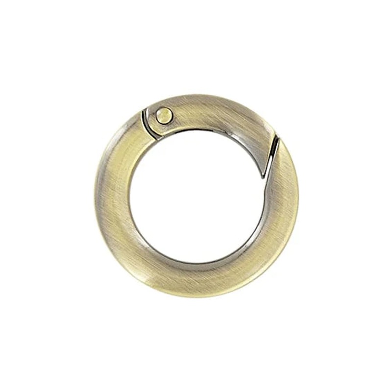 3/4″ Antique Brass, Spring Gate Flat Round Ring, Zinc Alloy, #P-2733-ANTB