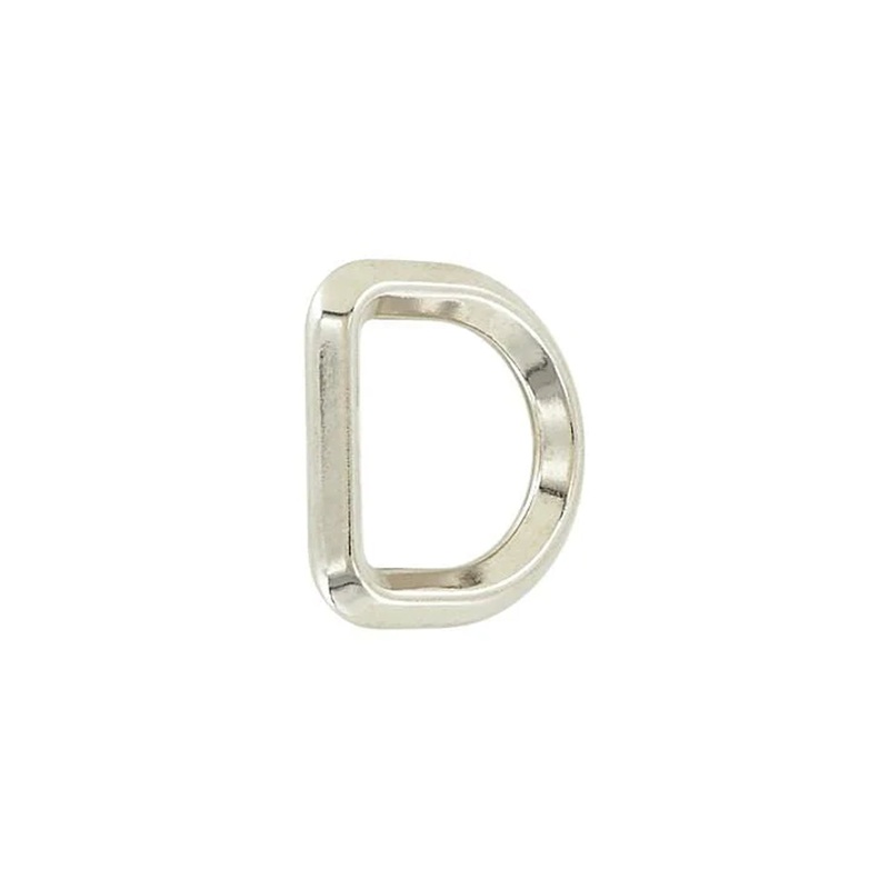 3/4″ Shiny Nickel, Solid Beveled D Ring, Zinc Alloy, #P-2884-NIC
