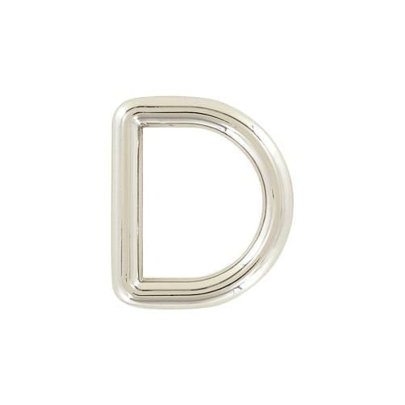 3/4″ Shiny Nickel, Solid D Ring, Zinc Alloy, #P-3151-NIC