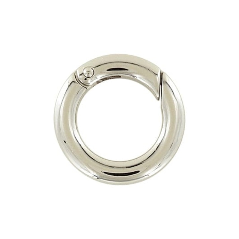 3/4″ Shiny Nickel, Spring Gate Flat Round Ring, Zinc Alloy, #P-2733-NIC