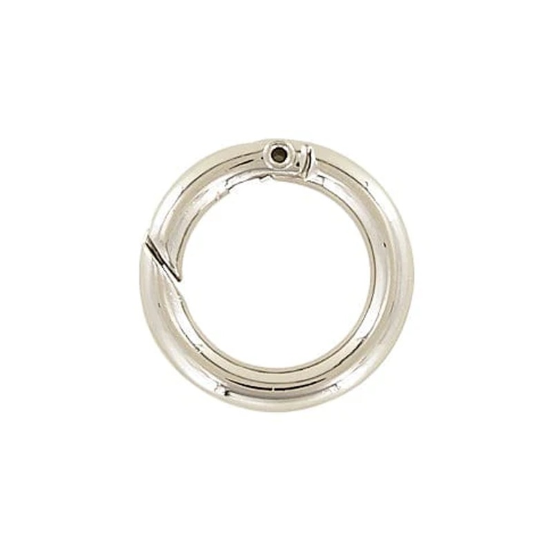 5/8″ Shiny Nickel, Spring Gate Round Ring, Zinc Alloy-PK5, #P-2578-NIC