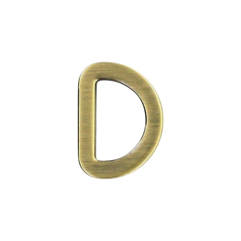 1/2″ Antique Brass, Flat Cast D Ring, Zinc Alloy-PK5, #P-2564-ANTB
