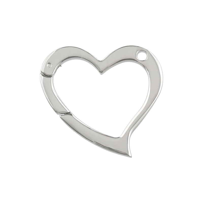 1 3/4″ Shiny Nickel, Heart Shape Ring with Spring Gate, Zinc Alloy, #P-2824-NIC
