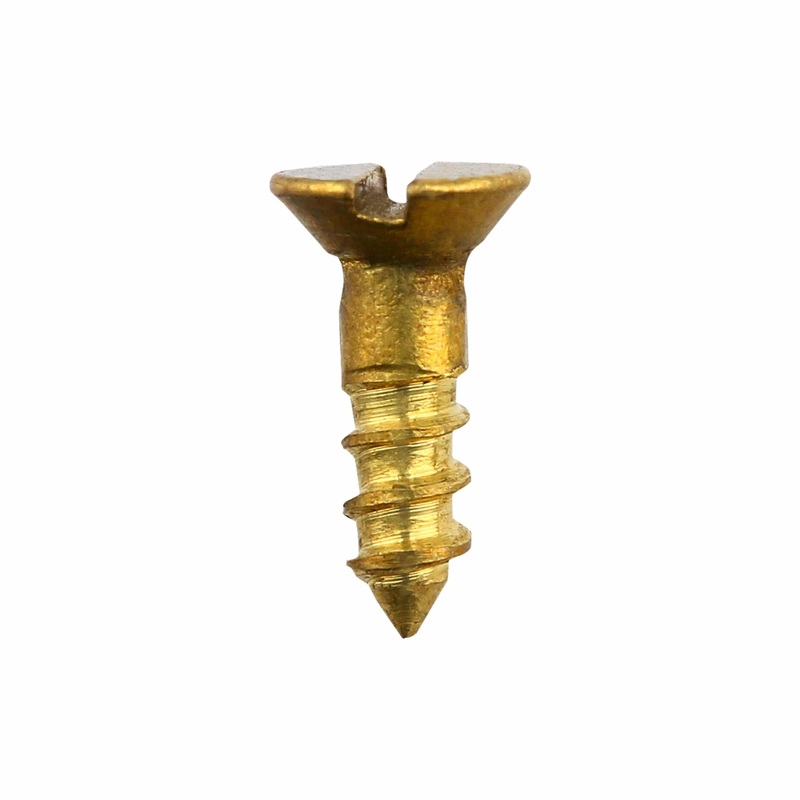 1/4″ Brass, #1 Flat Round Head Wood Screw, Solid Brass-PK24, #WS-1-1-4-FH