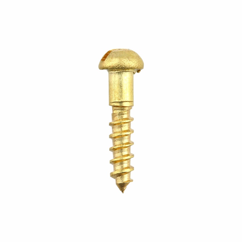 3/8″ Brass, #1 Round Head Wood Screw, Solid Brass, #WS-1-3-8-RH