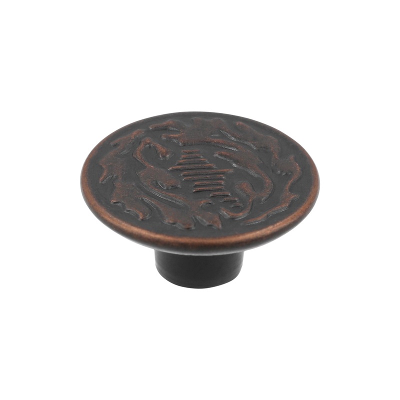 17mm Antique Copper, Oak Leaf Jean Button & Tack, Solid Brass, #A-325-ANTC