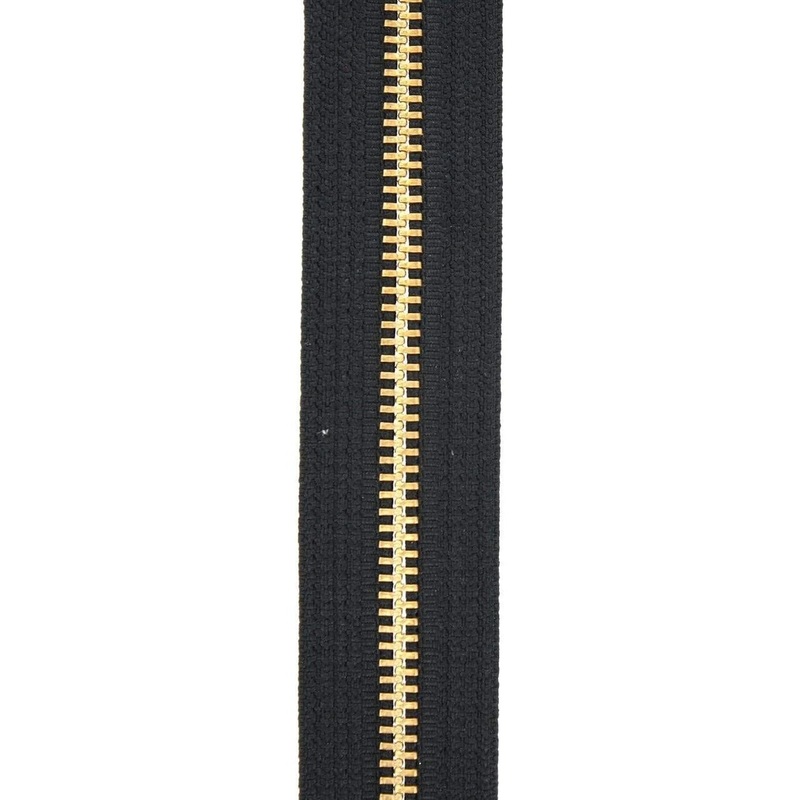 #5 Black, YKK Metal Chain Narrow Zipper Tape with Brass Teeth, #5M-NAR-BLK