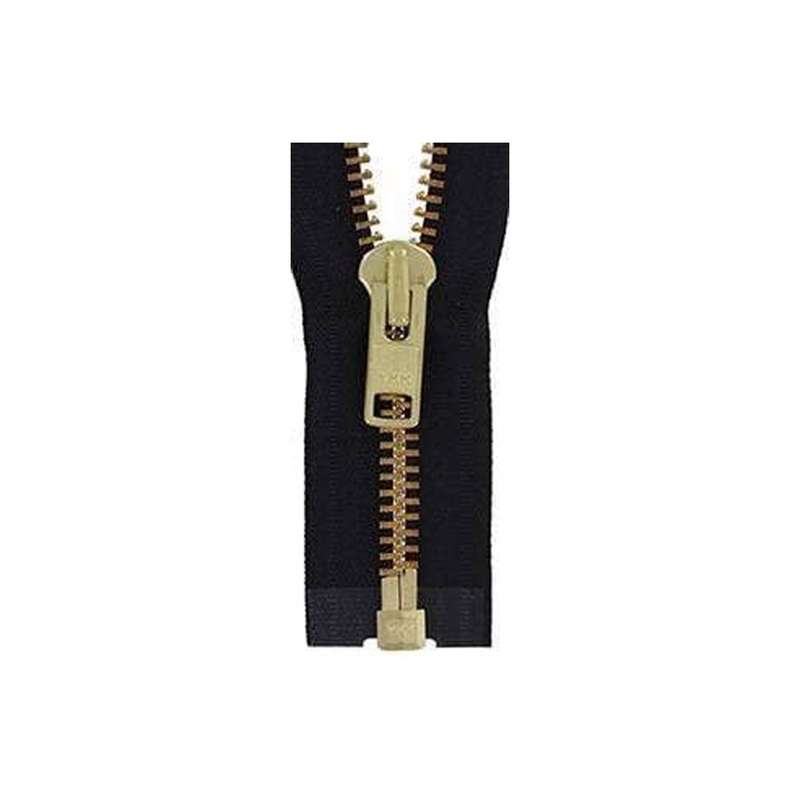 #10 Metal, Black, 24″ YKK Separating Jacket Zipper with Brass Teeth, #9JK-24-BLK-B