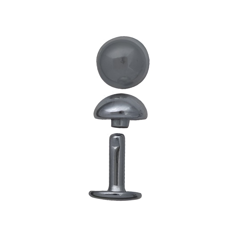 13 mm Nickel, Double Cap Domed Rivet, Steel – 12pk, #A-411-NP