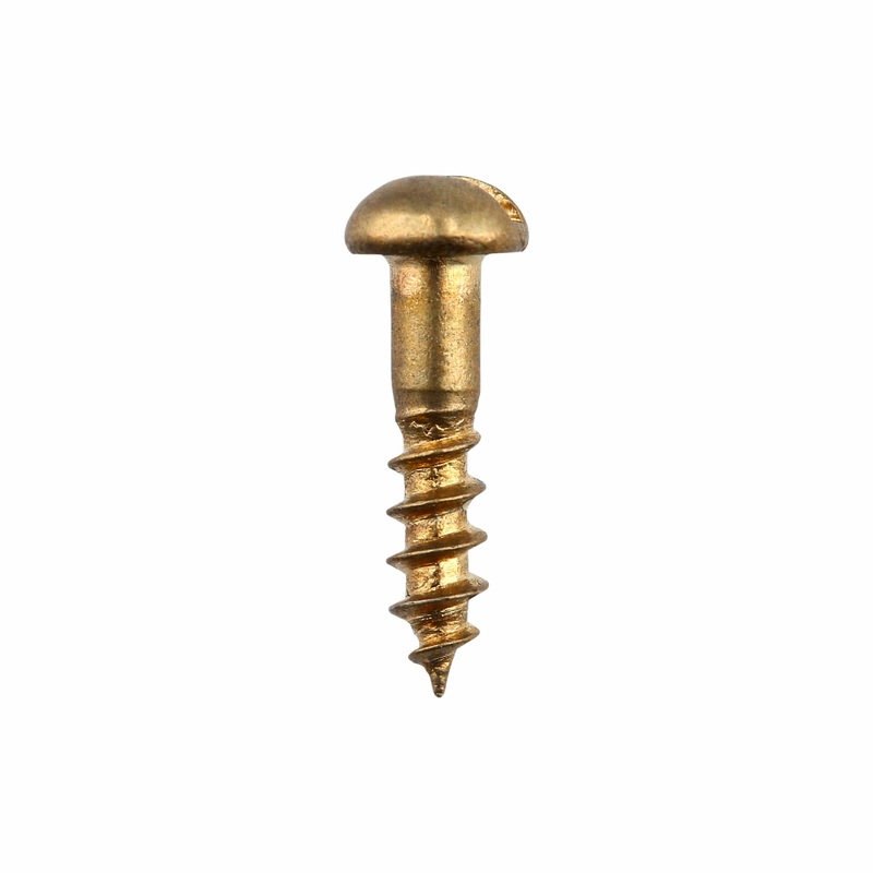 3/8″ Brass, #2 Round Head Wood Screw, Solid Brass-PK24, #WS-2-3-8-RH