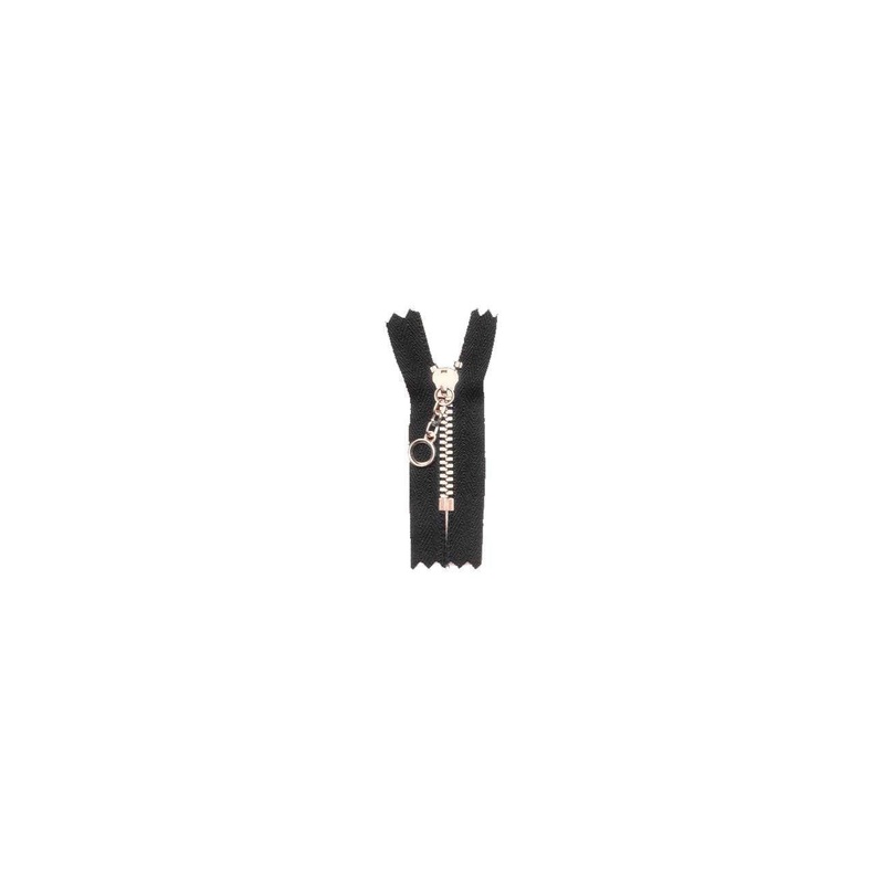 #3 Metal, Black, 4″ YKK Closed End Handbag Zipper with Brass Teeth, #451-4-BLK-BRS