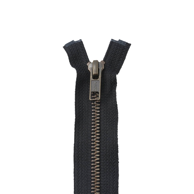 #5 Metal, Black, 24″ Separating Bomber Jacket Zipper with Antique Brass Teeth, #6BJ-24-BLK-ANT