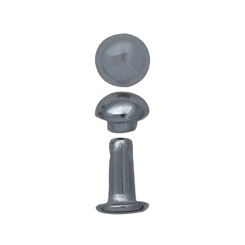 6mm Nickel, Double Cap Domed Rivet, Steel – 12 pk, #A-406-NP