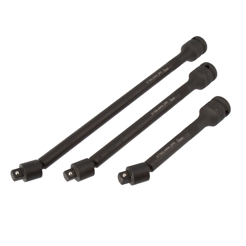 1/2-Inch Drive, 3/8-Inch Pinless Swivel Impact Extension 3-Piece Set; 6-Inch, 9-Inch, 12-Inch
