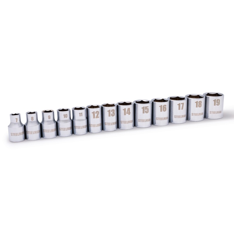 13-Piece 3/8-Inch Drive Shallow Depth 6-Point Metric Chrome Socket Set